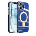 thumbnail image 1 of Designed for iPhone 16e Case, with 360° Rotatable Magnetic Invisible Stand [Compatible with MagSafe] Gold Plating Edge Soft TPU Shockproof Protective Case for Women Men - Blue, 1 of 6