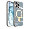 thumbnail image 1 of Designed for iPhone 16e Case, with 360° Rotatable Magnetic Invisible Stand [Compatible with MagSafe] Gold Plating Edge Soft TPU Shockproof Protective Case for Women Men - Gray, 1 of 6