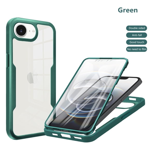 Designed for iPhone 16e Case Full-Body Bumper Case Cover Built in Screen Protector Shockproof Transparent Back 360 Full Body Protective Case for iPhone 16e, Deep Green