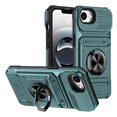 thumbnail image 1 of Designed for iPhone 16e Case Hidden with Card Holder & 360 Ring Stand/Kickstand, Hard PC + Soft TPU [Drop Protection] Heavy Duty Rugged Protective Cover For iPhone 16e, Green, 1 of 7