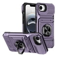 thumbnail image 1 of Designed for iPhone 16e Case Hidden with Card Holder & 360 Ring Stand/Kickstand, Hard PC + Soft TPU [Drop Protection] Heavy Duty Rugged Protective Cover For iPhone 16e, Violet, 1 of 7