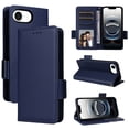 thumbnail image 1 of Designed for iPhone 16e Case, Luxury PU Leather Wallet Phone Case with Card Holder Flip Kickstand Drop Protection Phone Case Cover for iPhone 16e - Darkblue, 1 of 9