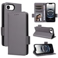 thumbnail image 1 of Designed for iPhone 16e Case, Luxury PU Leather Wallet Phone Case with Card Holder Flip Kickstand Drop Protection Phone Case Cover for iPhone 16e - Gray, 1 of 9