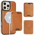 thumbnail image 1 of Designed for iPhone 16e Case, PU Leather + TPU Material, Detachable Magnetic Card Holder, Ultra Slim Lightweight Business Wallet Cover, Drop Protective Shockproof Classic Design, Brown, 1 of 10