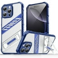 thumbnail image 1 of Designed for iPhone 16e Case with Stand, Mil-Grade Drop Protection Adjustable Kickstand Ultra Slim Shockproof Hard PC Soft TPU Clear Portable Phone Case Cover for iPhone 16e, Navyblue, 1 of 8