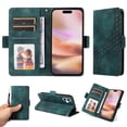 thumbnail image 1 of Designed for iPhone 16e Case Wallet, Flip Folio Cover with Embossed PU Leather Stand Credit Card Holders Slots Wrist Strap Full Body Protection Phone Case for iPhone 16e - Green, 1 of 10