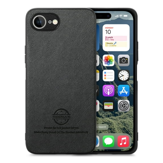 Designed for iPhone 16e Classic Case, Slim Leather Luxury Business PU Non-Slip Texture Grip Shockproof Bumper Protective Phone Cover Men Women For iPhone 16e,Black