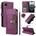 thumbnail image 1 of Designed for iPhone 16e Crossbody Wallet Phone Case, With Shoulder Strap&Wrist Strap,Flip Folio Kickstand,Card Slots,Zipper Pocket,PU Leather Magnetic Snap Shockproof Phone Case,Purple, 1 of 13