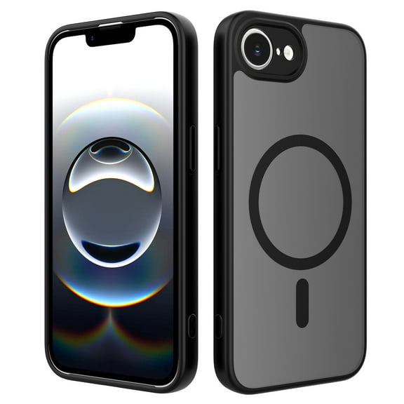 Designed for iPhone 16e Magnetic Phone Case,Precision Lens Hole Protection,Compatible with Mag-Safe,Ultra Slim,Shockproof Anti-Scratch Anti-fall Translucent Matte Phone Case,Black