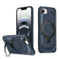 thumbnail image 1 of Designed For iPhone 16e Phone Case,With 360° Spin Magnetic Stand Ring Kickstand,Fit for Mag-Safe,Military Grade Shockproof Heavy Duty Dropproof Tough Rugged Phone Case,Darkblue, 1 of 6