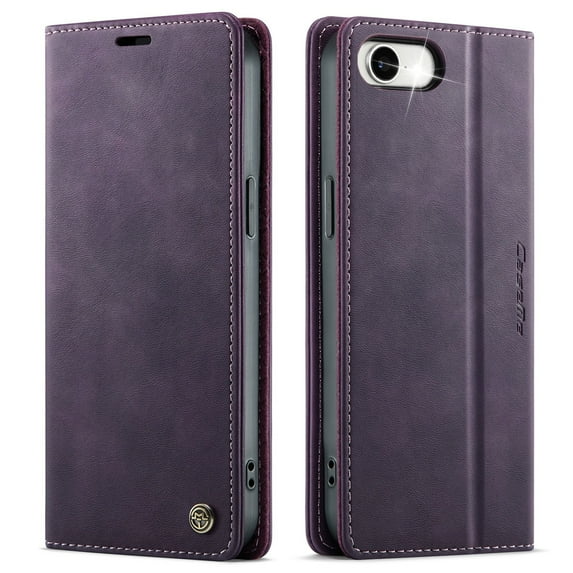 Designed for iPhone 16e Wallet Case, Classic PU Leather Flip Cover with Kickstand, RFID Blocking Card Slots, Magnetic Clasp, Full Body Protective Shockproof Phone Case, Purple