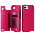 thumbnail image 1 of Designed for iPhone 16e Wallet Phone Case,With Card Slots,PU Leather Back Folio Flip Kickstand,Double Magnetic Clasp and Durable Shockproof Rugged Anti-fall Phone Case,Rose, 1 of 11