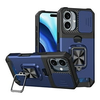 Designed for iPhone 17 Case, with Magnetic Function & Credit Card Holder Stand Kickstand Heavy Duty Slim Shockproof Hybrid Rugged Drop Protective Cover for iPhone 17, Navy