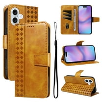 Designed for iPhone 17 Case Wallet, Men Women Flip Folio Cover with PU Leather Stand Credit Card Holders Slots Wrist Strap Magnetic Phone Case Compatible with iPhone 17, Yellow