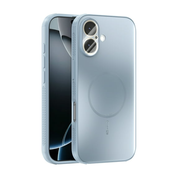 Designed For iPhone 17 Phone Case,Compatible with Mag-Safe,Heat dissipation Bumper,Ultra Slim Shockproof Anti-fall Protection,With Lens Film,Rugged Glossy Matte Phone Case,Lightblue