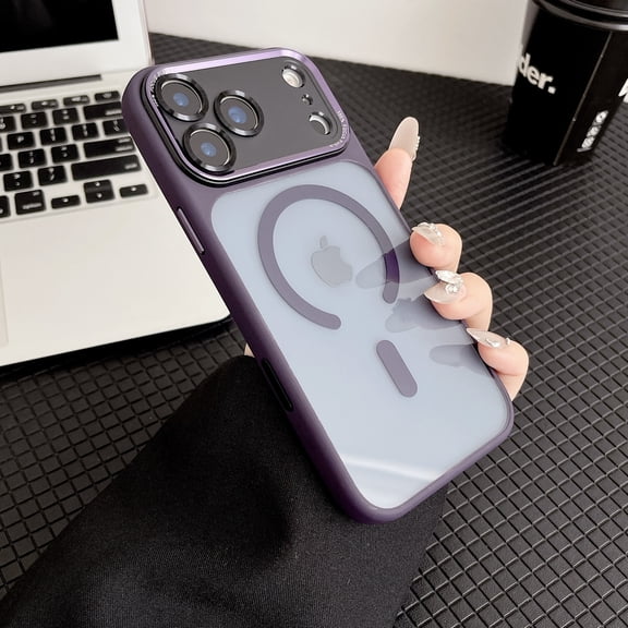 Designed for iPhone 17 Pro Case Magnetic, Compatible with MagSafe Military Grade Drop Protection Translucent Matte Shockproof Frosted Slim Fit Phone Case for iPhone 17 Pro - Darkpurple