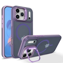 Designed for iPhone 17 Pro Case with Magnetic Invisible Lens Stand [Military Drop Protection] [Compatible with MagSafe] Shockproof Translucent Matte Slim Matte Phone Cover,Purple