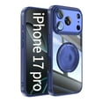 thumbnail image 1 of Designed for iPhone 17 Pro Crystal Clear Back Case, Luxury Case with Lens Protector Drop Protective Magnetic Rotating Ring Kickstand Shockproof Thin Fit Phone Case Cover, Blue, 1 of 8