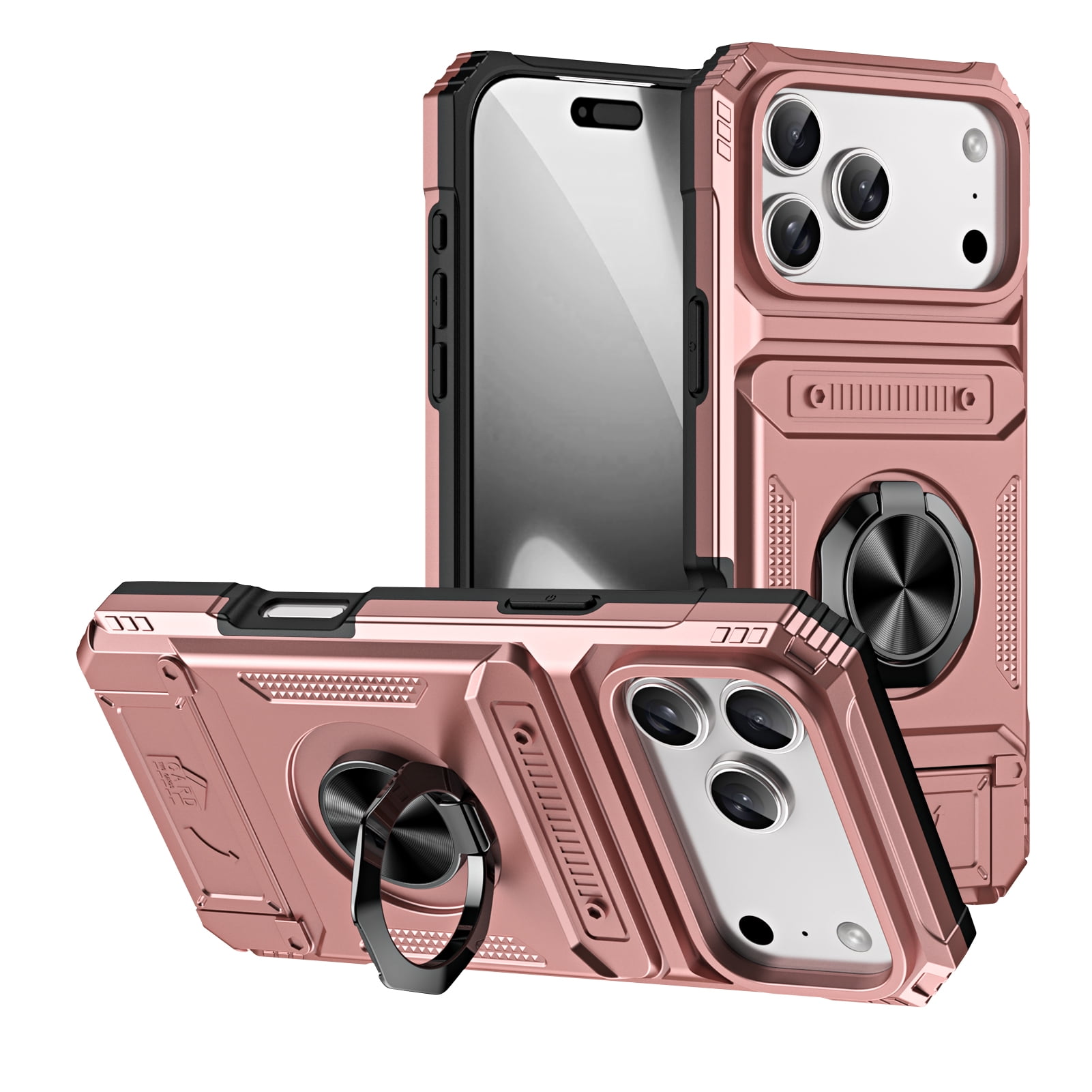Designed for iPhone 17 Pro Max Card Holder Case with 360°Rotatable Ring ...