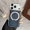 thumbnail image 1 of Designed for iPhone 17 Pro Max Case Compatible with Mag-Safe Kickstand PU Leather Slim Classic Luxury Elegant Slim Plating Protective Cover with Rotated Ring Stand for iPhone 17 Pro Max, Blue, 1 of 15