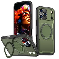 Designed for iPhone 17 Pro Max Case with Kickstand [Military Grade Drop Protection][Magnetic Compatible with Mag-Safe] Shockproof Phone Case with Secure Ring Holder for iPhone 17 Pro Max, Green