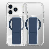 Designed for iPhone 17 Pro Max Magnetic Phone Case,Compatible with Mag-Safe,Built-in Retractable Wristband Kickstand,Transparent Shockproof Protective Anti-fall Rugged Phone Case,Darkblue