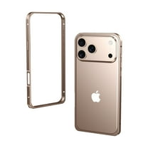 Designed For iPhone 17 Pro Max Metal Phone Case,Thin Slim No Back,Anti-fall Anyti-Scratch Drop Protection Metal Bumper Cover,Shockproof Non-slip Rugged Thin Fit Bumper Phone Case,Gold