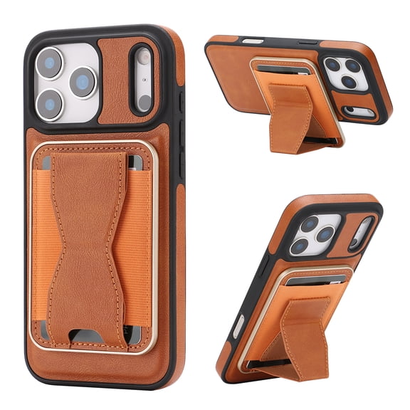 Designed for iPhone 17 Pro Max PU leather + TPU Case, Detachable Magnetic Card Slot Kickstand Classic Durable Shockproof Protective Durable Phone Case Cover for iPhone 17 Pro Max, Brown