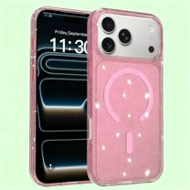 Designed For iPhone 17 Pro Max Phone Case,Crystal Glitter Bling Back,Compatible with Mag-Safe,Shockproof Sparkly Cute Women Girl Cover,Ultra Slim Anti-fall Drop Protection,Durable Phone Case,Pink