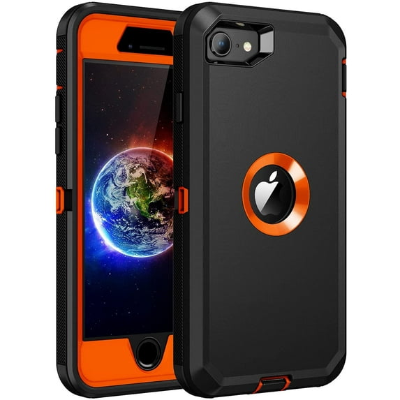 Entronix Heavy Duty Case Designed for iPhone 8 Shockproof Triple Layer Rugged Case, Orange