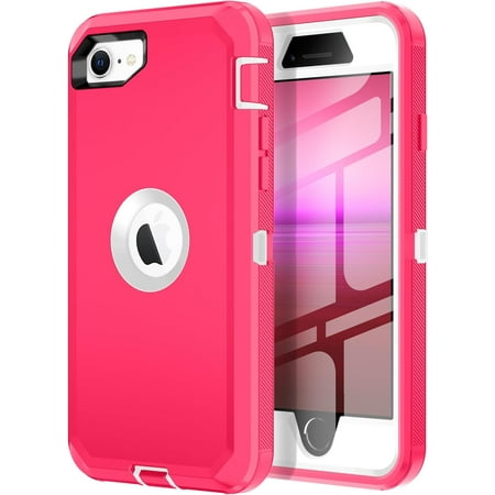 Designed for iPhone 7, 8, SE Heavy Duty Case, Triple Layer Protection Shockproof Dropproof Dustproof Anti-Scratch Phone Case Cover for iPhone 7, 8, SE, Pink