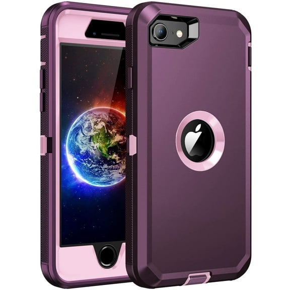 Designed for iPhone 7, 8, SE Heavy Duty Case, Triple Layer Protection Shockproof Dropproof Dustproof Anti-Scratch Phone Case Cover for iPhone 7, 8, SE, Purple
