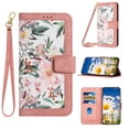 thumbnail image 1 of Designed for iPhone 8 Plus/7 Plus Wallet Case Cute for Women, Premium PU Leather Flip Kickstand Cover with Card Holder [Long Crossbody Strap + Short Wrist Lanyard] Magnetic Closure Phone Case,Pink, 1 of 9
