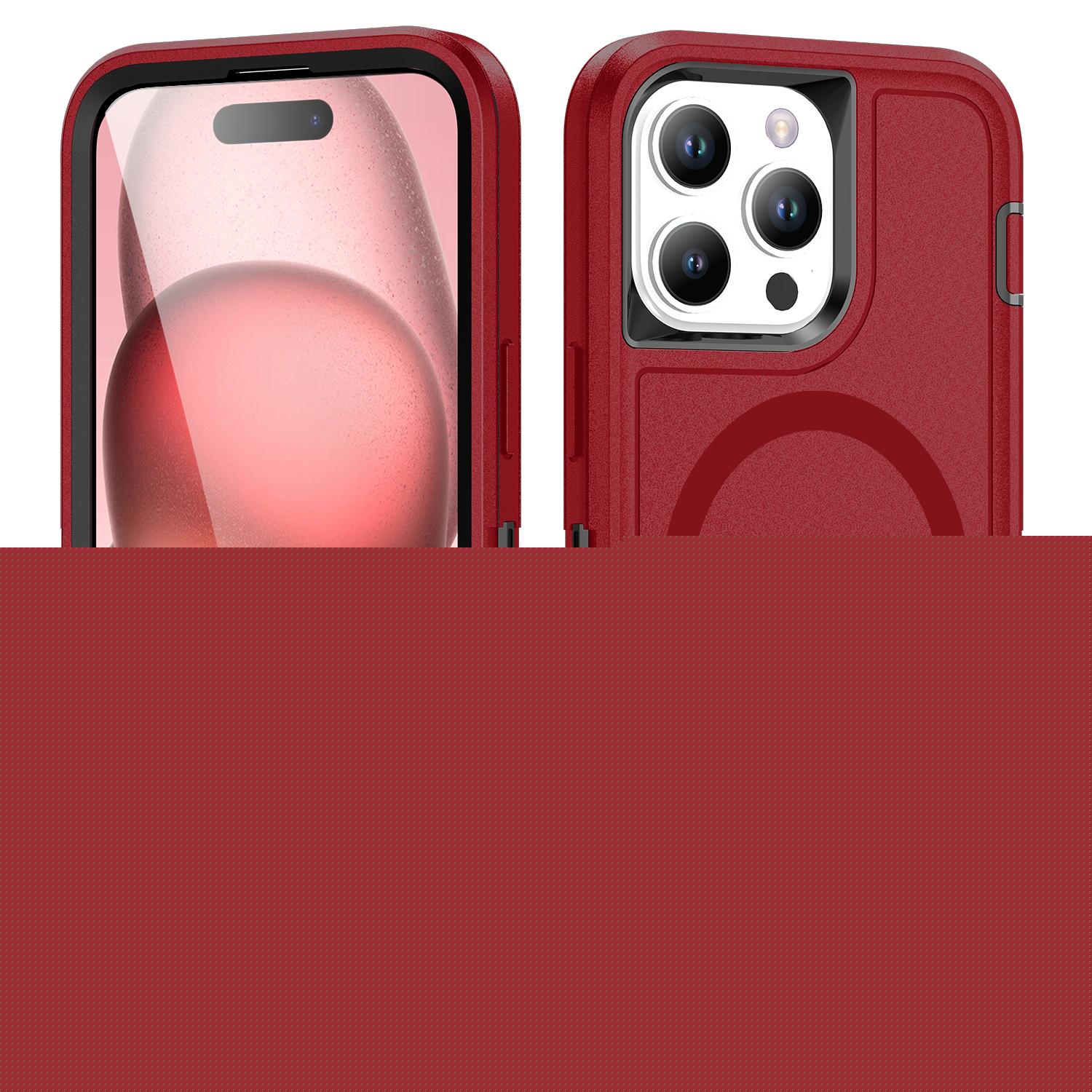 Designed for iPhone Air Case, 3-in-1 Ultra Slim Protective Cover with Silicone+EVA+PC, Durable Shockproof Lightweight Magnetic Full Body Protection for iPhone Air, Red+Black