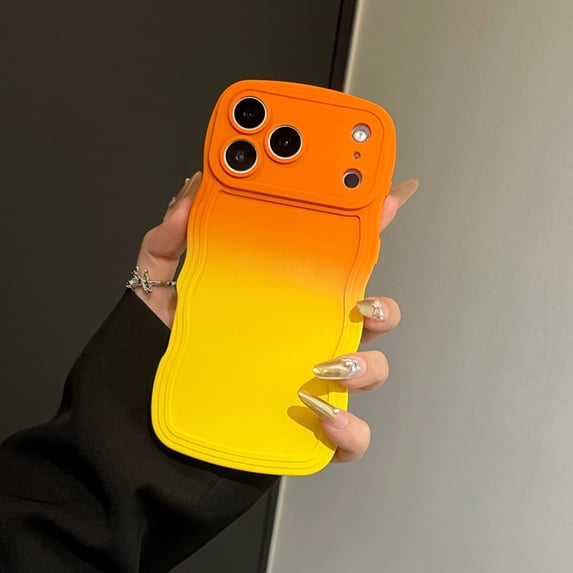 Designed for iPhone Air Case, Cute Gradient Color Case for Women & Men, Soft Silicone Shockproof, Support Wireless Charging Case for iPhone Air, Orange+Yellow