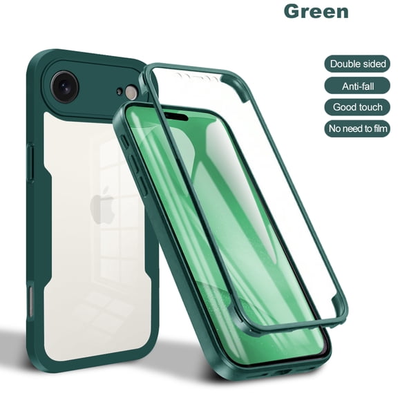 Designed for iPhone Air Case Full-Body Bumper Case Cover Built in Screen Protector Shockproof Transparent Back 360 Full Body Protective Case for iPhone Air, Deep Green