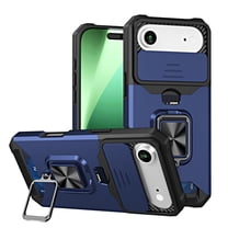 Designed for iPhone Air Case, with Magnetic Function & Credit Card Holder Stand Kickstand Heavy Duty Slim Shockproof Hybrid Rugged Drop Protective Cover for iPhone Air, Navy
