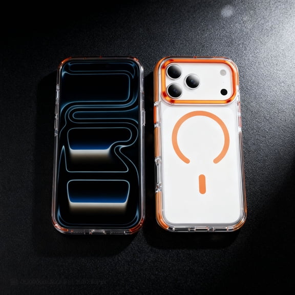 Designed For iPhone Air Phone Case,Crystal Clear,Compatible with Mag-Safe,Two-color,Ultra Slim Military Shockproof Anti-Scratch Anti-fall Drop Protection,Transparent Back Phone Case,Orange