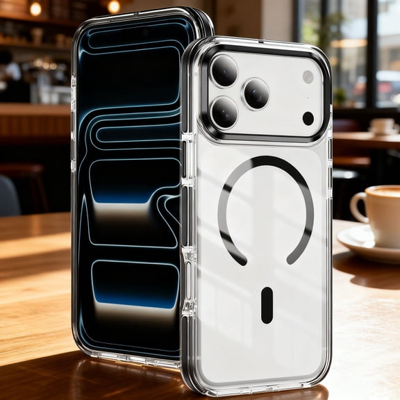 Designed For iPhone Air Phone Case,Two-color,Compatible with Mag-Safe,Crystal Transparent Back,PC + TPU Hybrid Drop Protection,Ultra Slim Shockproof Anti-fall,Durable Phone Case,Black