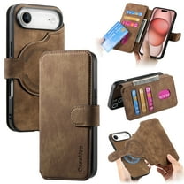 Designed for iPhone Air Wallet Case, Magnetic Detachable PU Leather Flip Case with Card Holders Support MagSafe Kickstand Phone Cover RFID Blocking Anti-drop for iPhone Air, Brown
