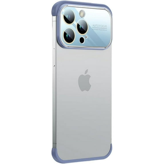 Designed for iPhone Case,Anti-Fall Borderless Slim No Back Bumper with Large View Camera Lens Protection Shockproof Protective Cover Phone Case (iPhone 15 Pro Max,Blue)
