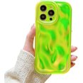 thumbnail image 1 of Designed for iPhone Case,Candy Color Water Ripple Wave Bubble Pattern Chrome Plating Electroplated Camera Lens Protection Shockproof Protective Cover Phone Case (iPhone 12 Pro Max,Green), 1 of 5