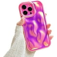 thumbnail image 1 of Designed for iPhone Case,Candy Color Water Ripple Wave Bubble Pattern Chrome Plating Electroplated Camera Lens Protection Shockproof Protective Cover Phone Case (iPhone 15 Pro,Red), 1 of 6