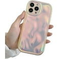 thumbnail image 1 of Designed for iPhone Case,Candy Color Water Ripple Wave Bubble Pattern Chrome Plating Electroplated Camera Lens Protection Shockproof Protective Cover Phone Case (iPhone 15 Pro,White), 1 of 6