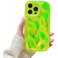 thumbnail image 1 of Designed for iPhone Case,Candy Color Water Ripple Wave Bubble Pattern Chrome Plating Electroplated Camera Lens Protection Shockproof Protective Cover Phone Case (iPhone 13,Green), 1 of 5