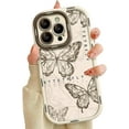 thumbnail image 1 of Designed for iPhone Case,Cute Bubble Frame Simple Line Butterfly Pattern Silicone Camera Lens Protection Shockproof Cover Phone Case (iPhone 14 Pro Max,White), 1 of 5