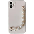 thumbnail image 1 of Designed for iPhone Case,Cute Silicone with Pearl Hand Bracelet Camera Lens Protection Shockproof Protective Cover Phone Case (White,iPhone 12 Pro Max), 1 of 6