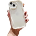 thumbnail image 1 of Designed for iPhone Case,Cute Water Wave Shape Frame Flower Shape Camera Lens Protection Shockproof Protective Cover Phone Case (White,iPhone 14 Plus), 1 of 5