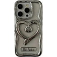 thumbnail image 1 of Designed for iPhone Case,Cute Wave Electroplating Frame with Loveheart Kickstand Camera Lens Protection Shockproof Protective Cover Phone Case (iPhone 14 Pro Max,Grey), 1 of 6