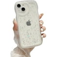thumbnail image 1 of Designed for iPhone Case,Cute Wave Frame Glitter Sparkle Sparkly Star Clear Camera Lens Protection Shockproof Protective Cover Phone Case (iPhone 12,White), 1 of 5